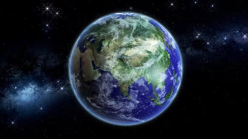 Spinning Earth Globe from Space View