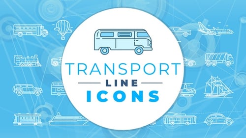 Animated Line Icons of Transport Vehicles
