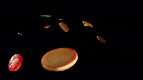 Animated Burger Ingredients Falling and Stacking for Food Content