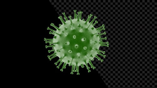Rotating Green Virus Cell 3D Animation with Alpha Channel
