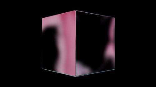 rotating 3D reflective cube seamless loop with alpha 4k