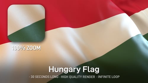 Realistic Waving Flag of Hungary Animated Background