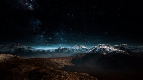 Himalaya Mountain with Star in Night Time