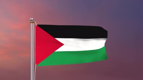Waving Palestine Flag Loop in Realistic Style