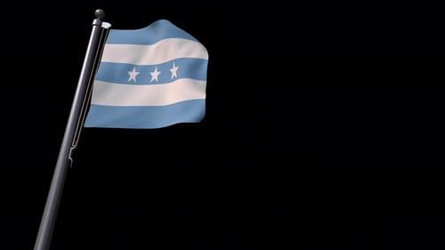 Realistic Three Star and Stripe Flag Waving on Alpha Channel