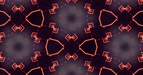 Abstract Futuristic Glowing Geometric Kaleidoscope Background