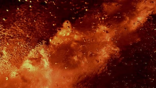 Abstract Animated Beer Bubbles Torrent Dispensing into Makro View of Full Frame Golden Liquid Loop