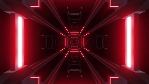 Neon Futuristic Tunnel with Changing Lights