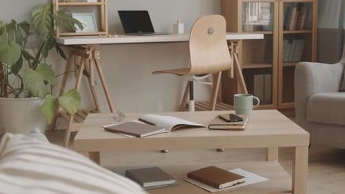Bright Interior with Coffee Table and Desk