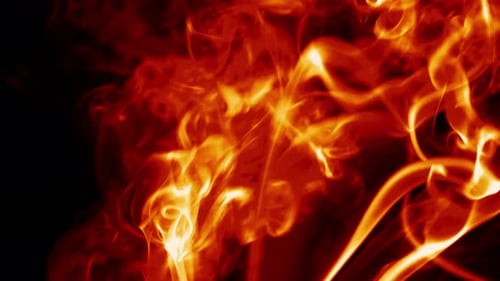 Dynamic Red and Orange Smoke Billowing on Black