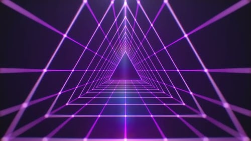 Retro Neon Grid Tunnel Movement Background