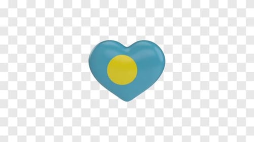 3D Glossy Palau Flag Heart Rotating Animation