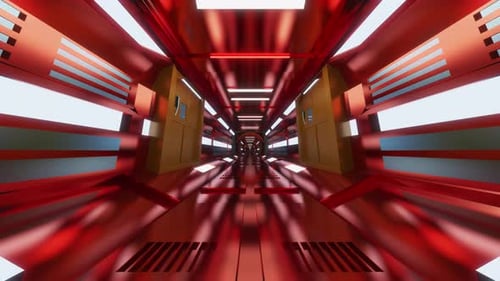 3D visualisation of futuristic space ship corridor