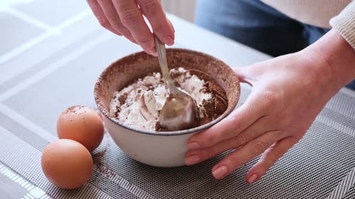Mixing Ingredients in a Bowl for Cooking