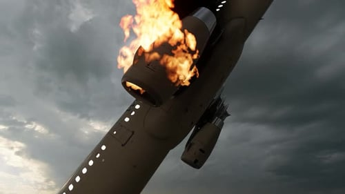 Passagierflugzeug mit abbrennendem Motor