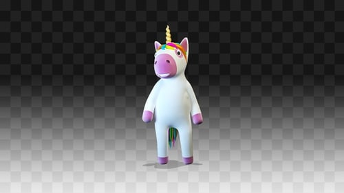 Cute 3D Cartoon Unicorn Character Blinking Animation
