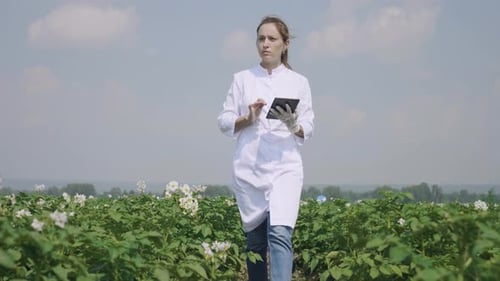 Agronom mit Tablet im Freien