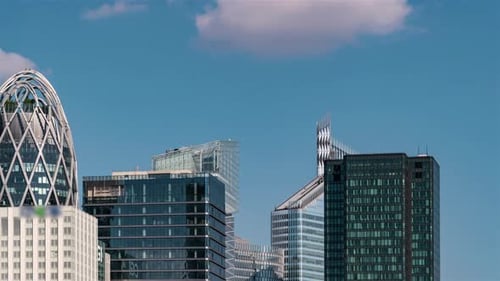 Paris La Defense, France, Timelapse - The Skyscrappers of the financial district called la Defense