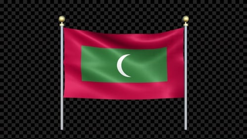Realistic Waving Flag of Maldives on Transparent Background