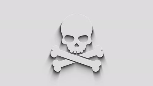 Animated Skull and Crossbones Icon with Subtle Shadow Loop