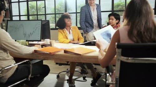 Group of Multiracial workers, business teams working at open workspace office.