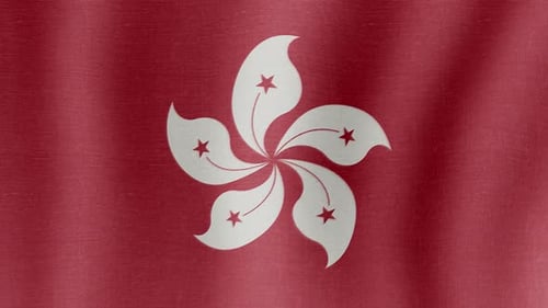 Realistic Fabric Waving Hong Kong Flag