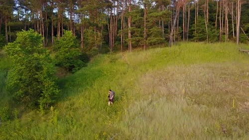 Hiking Man In Hill
