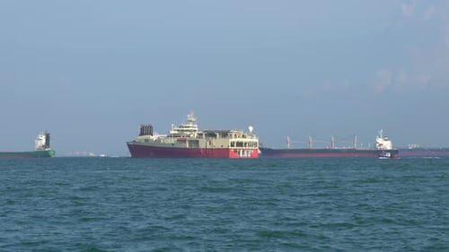 Cargo Ships Floating on a Calm Blue Ocean