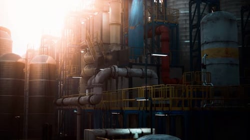 Oil and Gas Refinery at Twilight