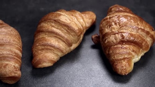 Freshly Baked Croissants on the Breakfast Table
