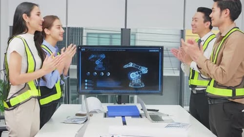 Group of young business people have discussion meeting brainstorming and work in office workplace.