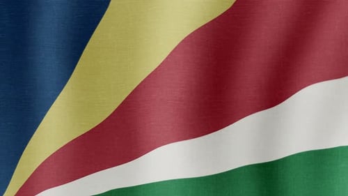 Animated Seychelles Flag Waving Seamless Loop Background