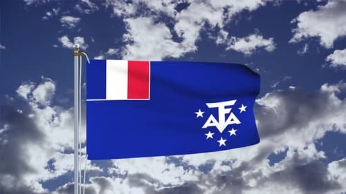 Realistic French Southern and Antarctic Lands Flag Waving Animation