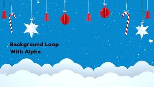 Animated Christmas Decorations and Snow Holiday Background Loop