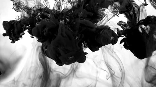 Black Ink Spreading in Water, Abstract Composition