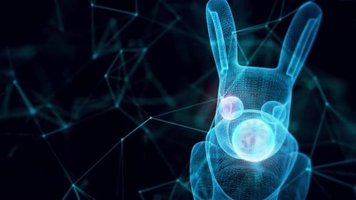 Mini Bunny Statue Hologram Close Up Hd