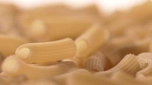 Type of Italian Pasta, Falling Down, White, Rotation, Close Up, Slow Motion