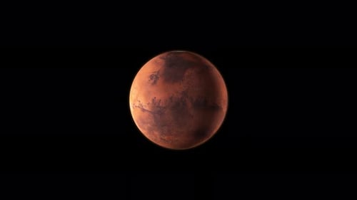 Slow Rotating Mars Planet 3D Animation on Black Background