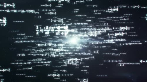 Futuristic Data Stream of Glowing Mathematical Equations