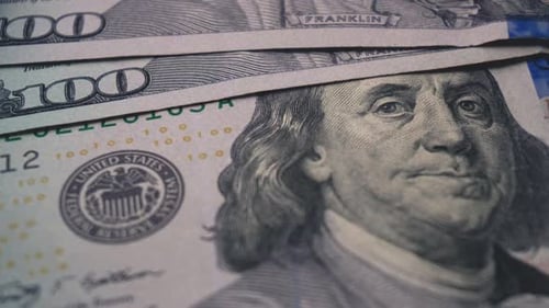Close Up of United States One Hundred Dollar Bills