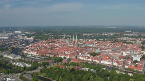 Aerial Panoramic View of Medieval City Centre