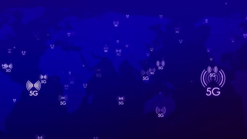 Animated World Map with Global 5G Network Connectivity