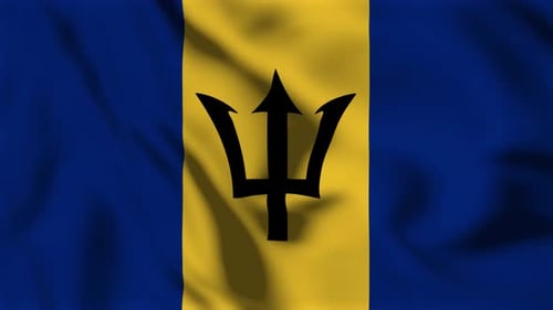 Barbados National Flag Waving Seamless Loop