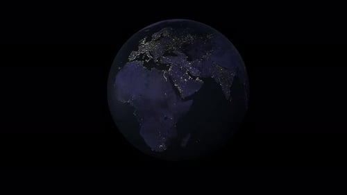 Modern Rotating Earth with Glowing City Lights