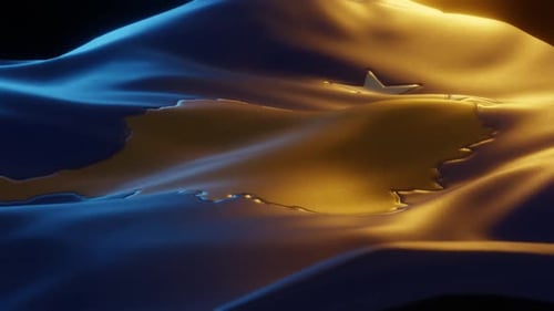 Waving Kosovo Flag Fluid Animation with Dynamic Lighting