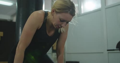 Fitness Healthy Woman Tired After Strength Training Exercise at Gym