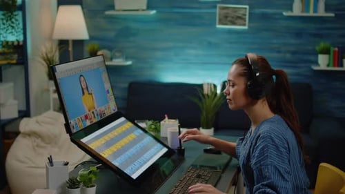 Editor Artist Working on Retouching Pictures at Studio