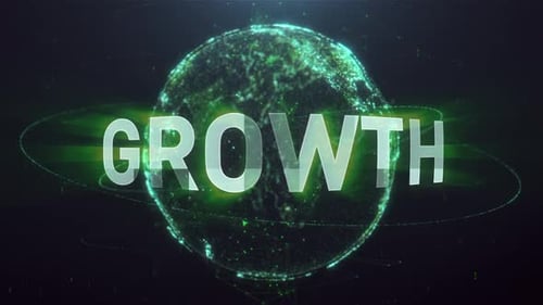 Futuristic Digital Globe with Growth Text Animation