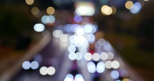 Unfocused of traffic in city at night