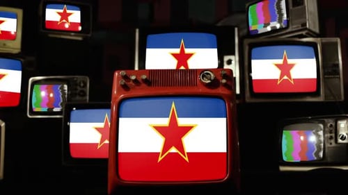 Flag Of Yugoslavia and Retro TVs.